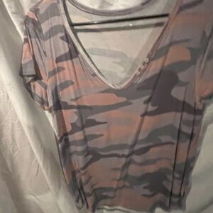 Maurices Pink and Gray Camo V-Neck Tee